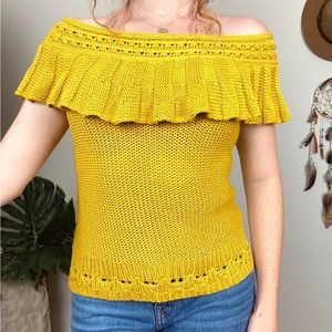 Anthropologie Knit Off Shoulder Sweater Medium